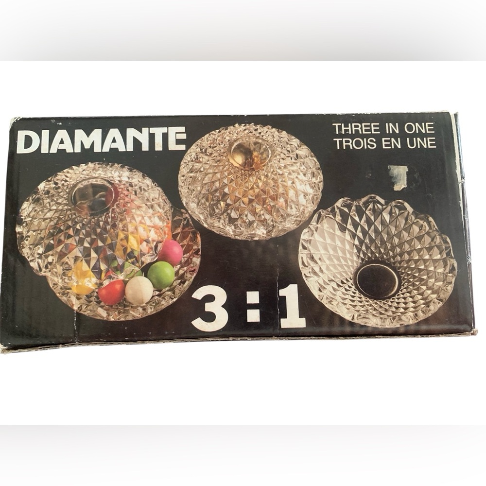 Diamanté Three‎ In One Candy-box Ashtray Jewel Case Vintage